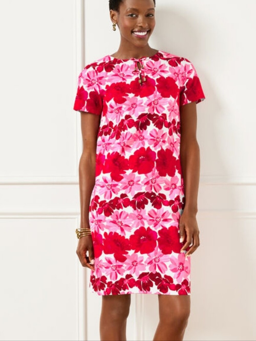 Talbots Floral Bow A-Line Crepe Dress Plus Size Dress